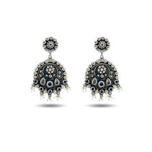 92.5 Silver Antique Crescent Drop Earrings